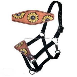 Harnais de cheval en cuir de style western personnalisé, double épaisseur en nylon, fantaisie, disponible en plusieurs couleurs et motifs, accessoires en nickel - Product Image 4