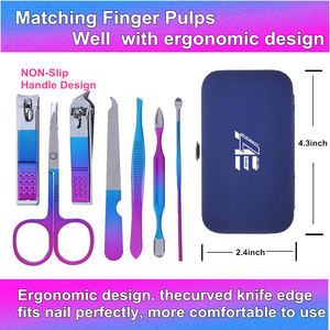Ensemble de manucure 7 pièces, kit de coupe-ongles, outils de coupe d'ongles en acier inoxydable, kit de toilettage portable, (étui luxueux multicolore) - Product Image 2