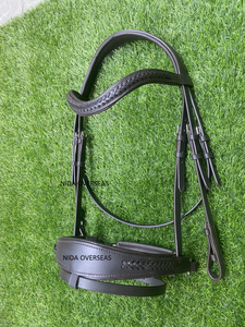 หนังม้าคุณภาพพรีเมี่ยมกระโดดกระโดดกระดุมม้าถัก - Browbands ถักอุปกรณ์ม้าถักจมูก - Product Image 3