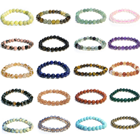 Vente en gros de bracelets en cristal de guérison naturelle à la mode en quartz rose plaqué argent élastique de 8mm chakra reiki poli