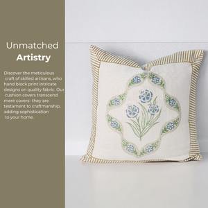 Housses de coussin en lin épais Housse de coussin décorative faite à la main Housse de coussin en coton imprimé bloc de main - Product Image 2