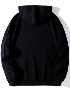 Sudadera con capucha con cordón de bolsillo de canguro para hombre de peso pesado con forro térmico ecológico de algodón 100% para estampado de mano con eslogan de invierno - Product Image 6