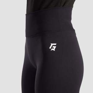 Leggings de sport BodyBounce noirs, taille plus XS-XXL, taille élastique, collants de gym respirants en Spandex/Nylon, caractéristiques fitness - Product Image 5