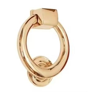 Heurtoir de porte en métal de luxe finition en laiton poli décoration de porte d'entrée élégante maison Villa entrée poignée d'anneau robuste - Product Image 3