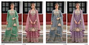Traje Sharara Pakistaní Listo para Usar con Dupatta en Seda Pesada con Bordado - Product Image 2