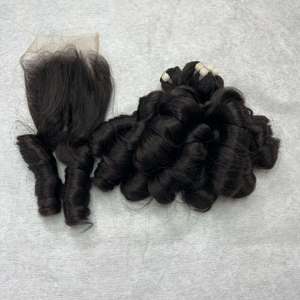 Extensiones vietnamita de cabello rizado hinchable, extremo grueso, suave, paquete de tejido rizado 100 virgen hinchable 100% cabello crudo sin procesar - Product Image 3