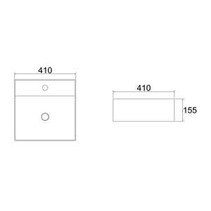 Lavabo Cuadrado de Cerámica Blanca de 41x41cm con Orificio para Grifo, para Baños y Muebles de Baño - Product Image 3