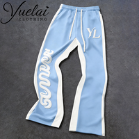 Pantalon de survêtement évasé pour homme, style hip-hop, color-block, de haute qualité, séchage rapide, respirant, en molleton 100% polyester, avec impression en relief