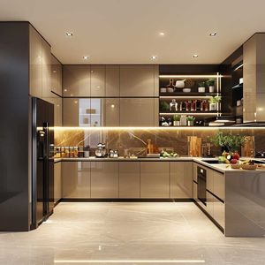 Cuisine modulaire en forme de L élégante avec des armoires à finition douce, un design de rangement moderne et un look intérieur élégant - Product Image 3