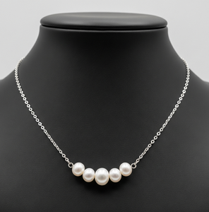 Collar de perlas cultivadas rosas de agua dulce de plata 925 de Grado Superior hecho a mano delicado para varios tamaños al por mayor disponible - Product Image 1