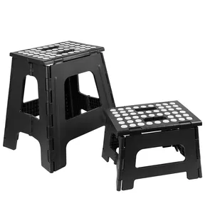 Plastic Folding Step Stool for Adults and Kids Anti-Slip Surface 16 Inch Multicolor Strong and Durable Supports 300 lbs