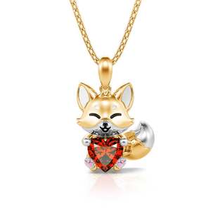 Ensemble de bijoux fins en argent sterling Jeulia Hug Me Baby Fox Heart Cut - Product Image 2