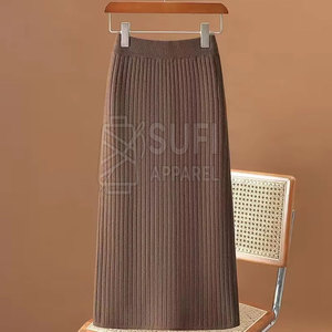 Jupe droite en tricot décontractée élégante pour femmes, coupe ajustée, mi-longue, écologique, respirante, taille naturelle, cachemire, usage quotidien au bureau, tout - Product Image 5