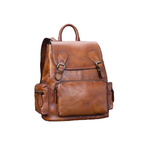 Sac de voyage pliable en cuir véritable de style vintage unisexe avec fermeture à glissière et poignée souple, capacité de 20 à 35 L pour un usage quotidien - Product Image 2