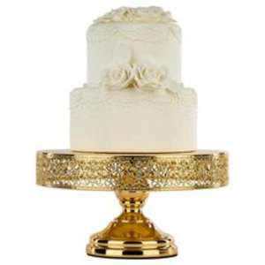 Soporte de pastel dorado de inspiración vintage, estructura de metal resistente con texturas en relieve para eventos formales, catering y decoración de pasteles - Product Image 6