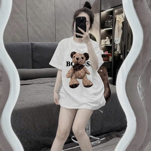 Camiseta chica máquina algodón moda lavable cada uno en bolsa de polietileno hecho en Vietnam fabricante cuello redondo Mujer camiseta - Product Image 5