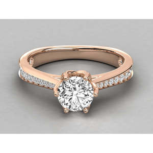 14K Gold Solitaire Ring for Ladies with Lab Grown Diamond - Product Image 5