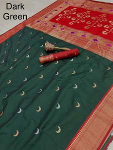 FabZone dernière Designer doux soie Paithani imprimé Sari indien pakistanais robe pour filles fête costume approprié Salwar - Product Image 2