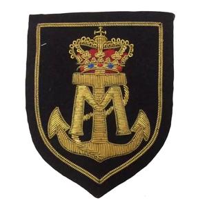 This is a hand-embroidered <b>blazer</b> badge featuring an anchor and a crown likely associated with the Royal or Merchant Badge - Product Image 1