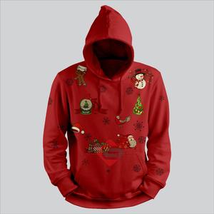 เสื้อมีฮู้ดโลโก้คริสต์มาสขนแกะแบบสวมหัวมีฮู้ดของผู้ชาย3D โอเวอร์ไซส์ - Product Image 6