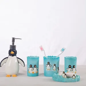 Lovely Penguin Resin Bathroom Accessory Sets for Children