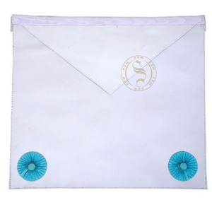 Tablier maçonnique Regalia Fellow Craft à vendre | Tablier Regalia de couleur blanche en gros avec rosaces bleues - Product Image 1