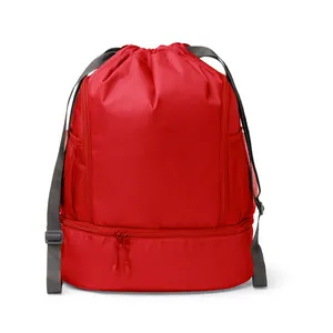 Zaino sportivo in RPET turchese sostenibile con coulisse per gadget promozionali - Product Image 3