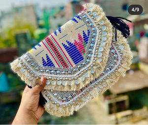 Bolso de mano con diseño tribal plegable al por mayor, sobre estilo bohemio, con cierre de cremallera y logotipo personalizado con forro de algodón - Product Image 6