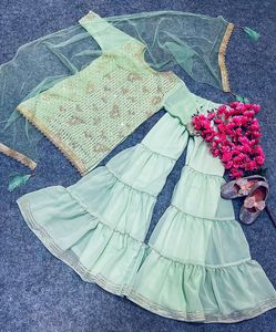 Desainer baru urutan berat 5mm bordir bekerja setelan Sharara perempuan untuk pakaian Festival tersedia dengan harga grosir - Product Image 6