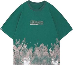 เสื้อยืดลำลองแนวสตรีทผ้าคอตตอน100% โลโก้ด้านหน้าทรงหลวมเข้ารูป - Product Image 1