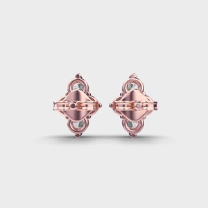 Pendientes de Diamantes Redondos Cultivados en Laboratorio con Certificación IGI, Oro Amarillo/Blanco y Rosa de 14K, Pendientes de Flor con Cuatro Piedras de Diamante - Product Image 3