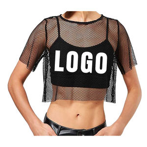 Gran oferta, Camiseta corta transpirable de malla para mujer, Camiseta estampada de manga corta para gimnasio, camiseta personalizada para mujer - Product Image 6