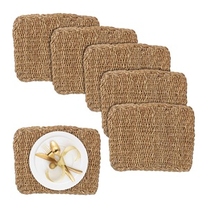 Manteles individuales de lujo de fibra marina para mesa de comedor, hechos a mano con rafia y hierba marina. - Product Image 2