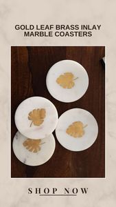 Vente en gros sous-verres en marbre incrustés de coquillages d'ormeau sous-verres avec incrustation en laiton vaisselle décorative accessoires de bar de luxe - Product Image 6