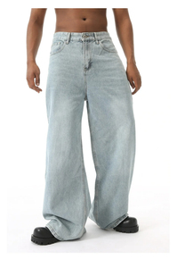 กางเกงยีนส์2025ขากระชับสำหรับผู้ชายกางเกงยีนส์ทรงตรงสีฟ้าอ่อนเอวกลางทำจากผ้าฝ้าย100% - Product Image 6