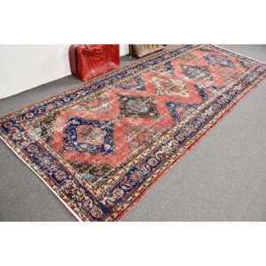 4.8x12.1 ft Vintage Turkish Rug, <b>Runner</b> Rug, <b>Red</b> Wool Rug - Product Image 2