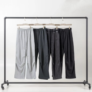Pantalones de chándal holgados de pierna ancha informales personalizados, ropa de calle de gran tamaño, pantalones de chándal de pierna recta de lana de rizo francés para hombres - Product Image 5