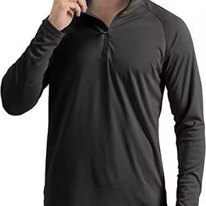 2024 Logo personnalisé hommes tricoté polaire demi fermeture éclair couleur unie sweat à capuche à manches longues grande taille décontracté col rond Style - Product Image 3