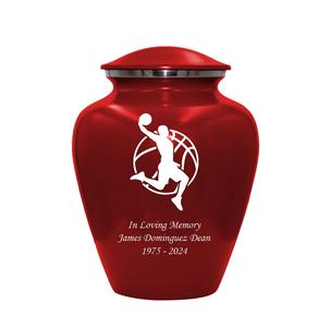 Urne funéraire de joueur de basket-ball Urne funéraire adulte humaine personnalisée pour les amateurs de basket-ball Urne personnalisée taille personnalisée rouge - Product Image 1