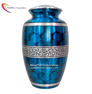 Urna de cremación para cenizas conmemorativas, banda Central de Fuego Azul de estilo americano clásico, suministros funerarios de Color personalizado, tarro de cenizas conmemorativas - Product Image 1