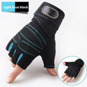Gants de cyclisme fitness demi-doigts unisexes respirants avec support de poignet pour la gym, l'haltérophilie, en PU imperméable - Product Image 3