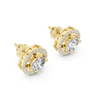 Pendientes de Diamantes Cultivados en Laboratorio en Oro Rosa de 14K |   Regalo de compromiso |   Pendientes de Oro con Certificación IGI para Bodas y Fiestas |   Diamante Cultivado Nuevo - Product Image 5