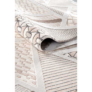 Alfombra Moderna Color Crema Netline BY008, 80x150 cm, Polipropileno y Poliéster, Fácil de Limpiar, Duradera, Antideslizante, Depot Home - Product Image 4