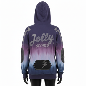 Sweat à capuche zippé en molleton brossé de haute qualité pour femmes, mélange de coton doux, couleur dégradée avec logo en strass, sweat à capuche zippé basique personnalisé - Product Image 2