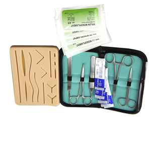 ชุดเย็บปักสำหรับฝึกหัดการผ่าตัดนักเรียน5ชิ้นประกอบด้วยกรรไกรแผ่นเย็บวัสดุสเตนเลสทั้งหมด - Product Image 3