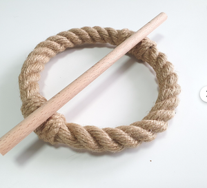 Embrasse de rideau en corde de jute-Rideau de cravate rond-Tringle en bois-Décor nautique Corde de jute torsadée - Product Image 2