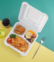Boîte à bento jetable écologique de haute qualité 2025 en bagasse pour plats à emporter, conteneur alimentaire rapide type coquille Shrekha Creations
