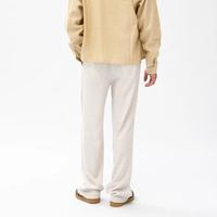 Pantalon décontracté pour homme, coupe ample, respirant, couleur unie, jambe droite, kaki, pantalon de plage, pantalon en lin pour homme, logo personnalisé OEM