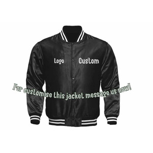 Men's Casual Custom Logo Polyester Baseball Varsity <b>Jacket</b> <b>with</b> Stand Collar Waterproof Windproof Winter Satin <b>Lining</b> - Product Image 3