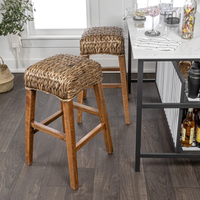 Tabourets de bar en jacinthe d'eau naturelle de couleur personnalisée pour la cuisine avec tabourets de comptoir de cuisine faits à la main en bois en gros du Vietnam